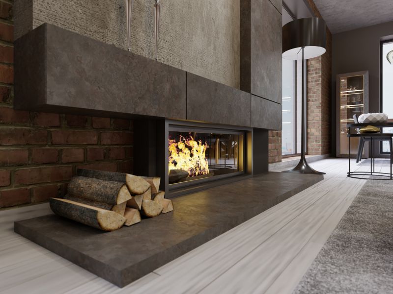 Brick Fireplace And Chimney